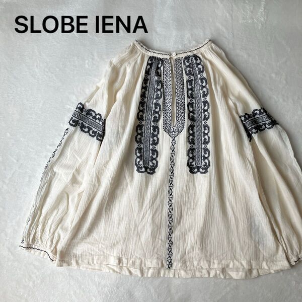 SLOBE IENA スローブイエナ クロスステッチ 刺繍 7分袖 ブラウス ゆったり ベイクルーズ プルオーバー
