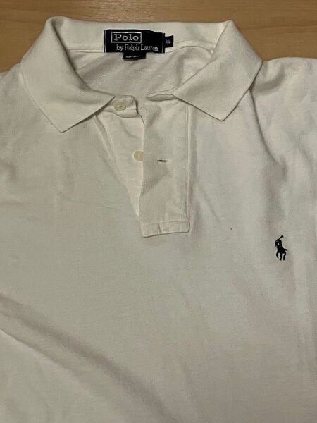 USA製 90年代 ラルフローレン 半袖 ポロシャツ 白 無地 ポニーワンポイント XL Polo by Ralph Lauren