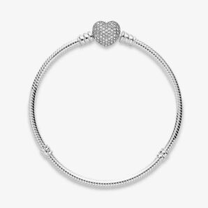 PANDORA パヴェ ハートチャームブレスレット 19 cm