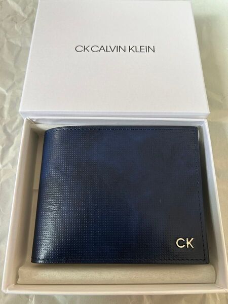 カルバンクライン 財布 二つ折り 紺(ネイビー) CK CALVIN KLEIN 新品未使用