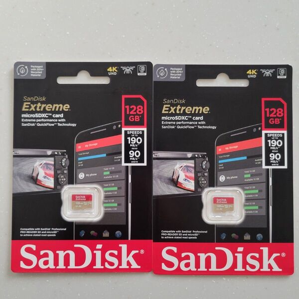 2点セットmicroSDXCカード xtreme 128GB サンディスク Nintendo Switch動作確認済
