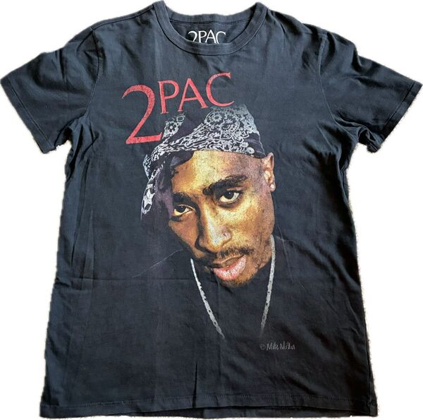 2PAC プリントTシャツ ブラック トゥーパック ラップTシャツ ラップT バンド M 古着