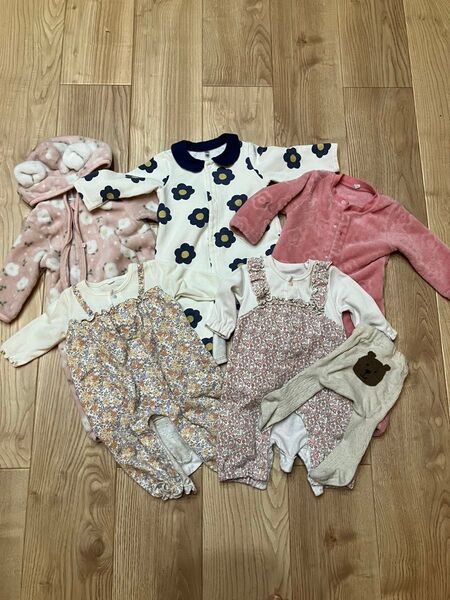 70-80 長袖カバーオール フリース 花柄 タイツ ベイビーGAP