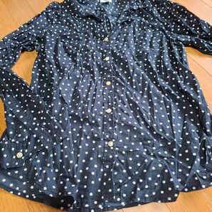 OLD NAVY ドット柄シャツ ネイビー レディース Lサイズ