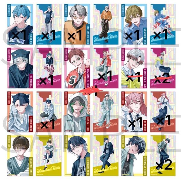 ハンドレッドノート 2nd Anniv チェキ風カード まとめ売り バラ売り可