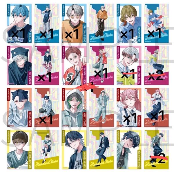 ハンドレッドノート 2nd Anniv チェキ風カード まとめ売り バラ売り可