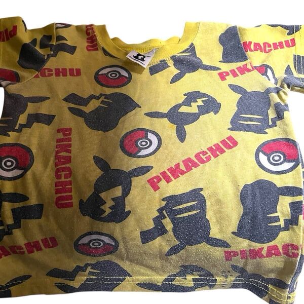 ポケモン ピカチュウとモンスターボールと ローマ字ロゴ Tシャツ半袖 ポケモン大好きな子供に必見