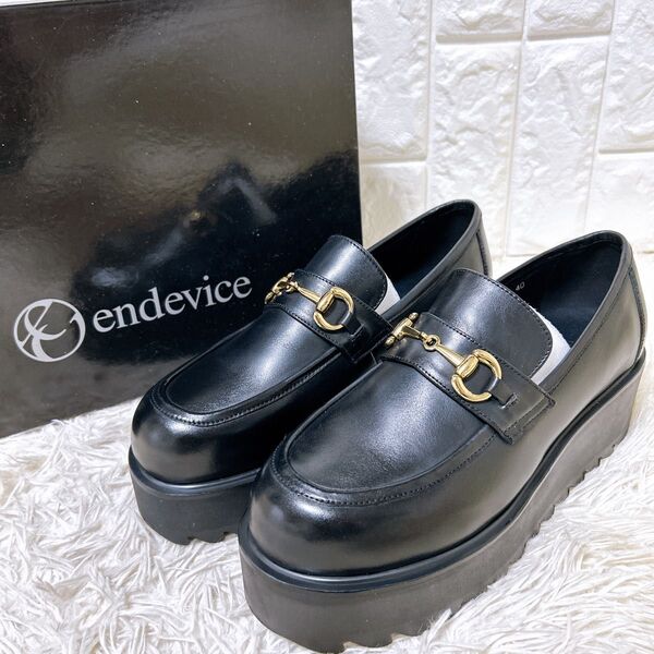 新品同様箱付き endevice シャークハイソール レザー ビットローファー Uチップ 本革 日本製 黒 ブラック 完売品