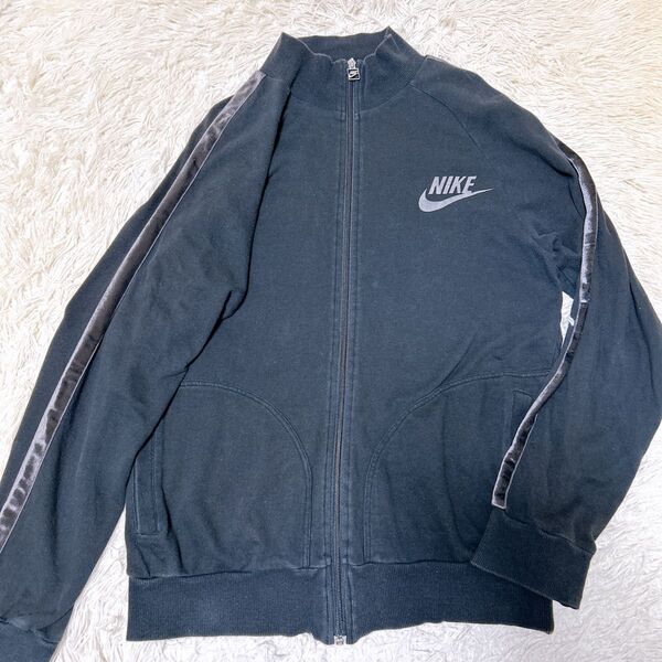 ナイキ トラックジャケット ロゴ フルジップ スウェット 黒 XL ベロアライン ブラック NIKE