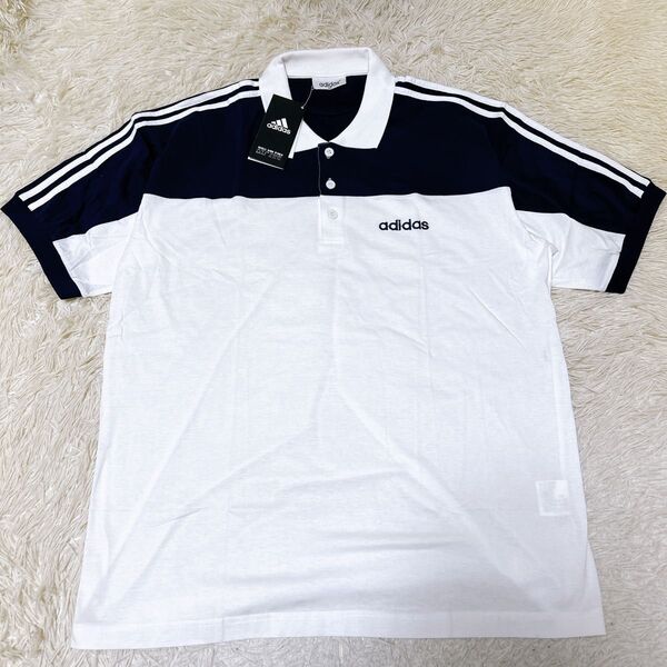 新品タグ付き adidas 韓国 ポロシャツ オーバーサイズ ネイビー ホワイト 半袖