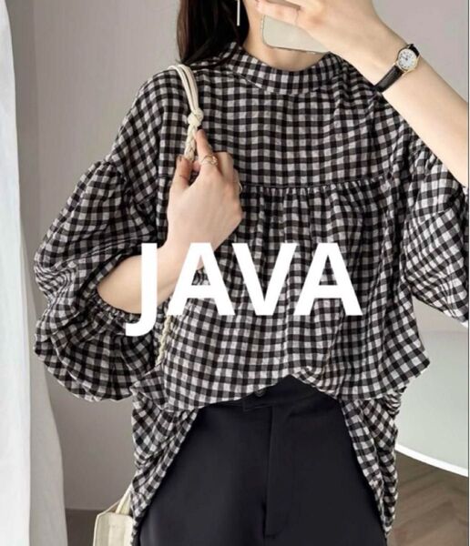 【JAVA】 ジャバ ボリューム袖 ブラウス ギンガムチェック 新品 タグ付き