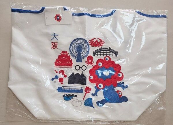 万博 ミャクミャク 紀ノ国屋 紀伊國屋 刺繍入りエコバッグ ホワイト