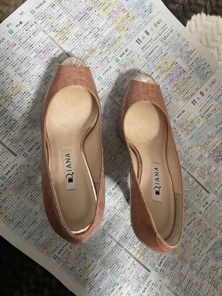 DIANA オープントゥパンプス ブラウン 22cm
