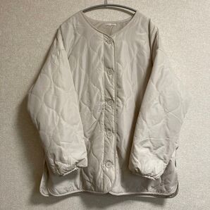 薄手 中綿ジャケット オフホワイト キルティング M