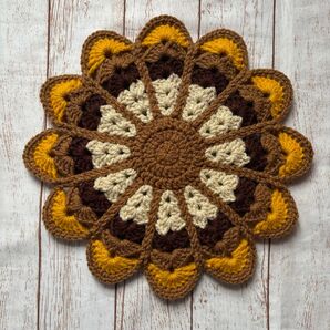 マスタード ハンドメイド クッション マット チェアパッド おざぶ 丸椅子カバー 花座布団 インテリア雑貨