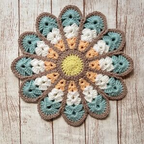 パステルブルー ハンドメイド 円座 クッション マット チェアパッド おざぶ 丸椅子カバー 花座布団 インテリア雑貨