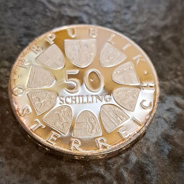 1974年 オーストリア50シリング銀貨 品位SV640 20g 外国コイン オーストリアコイン 状態考慮