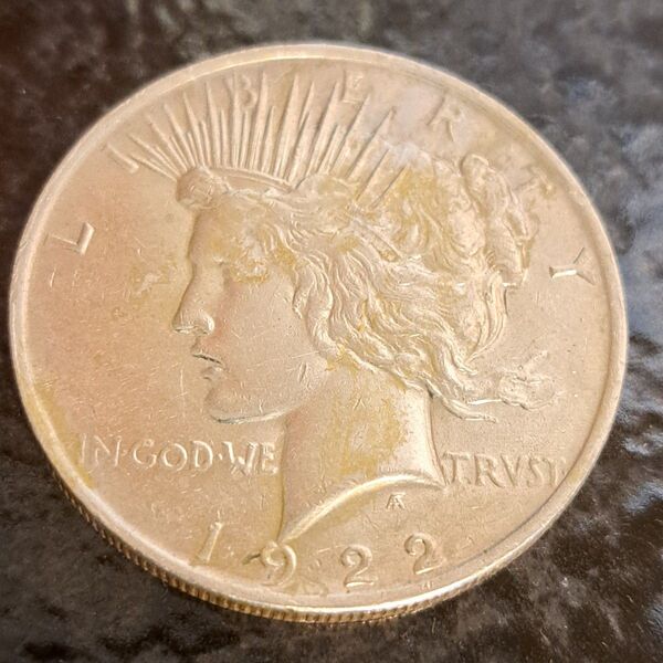 1922年ピースダラー銀貨 品位SV900 26.7㌘ アメリカ銀貨 外国コイン LIBERTY銀貨