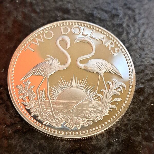 バハマ2ドル銀貨 フラミンゴ 品位SV925 30g バハマ銀貨 外国コイン 外国銀貨 ミント出し