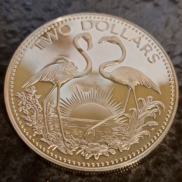 1974年バハマ2ドル銀貨 品位SV925 30g 外国コイン バハマコイン ミント出し バハマ銀貨