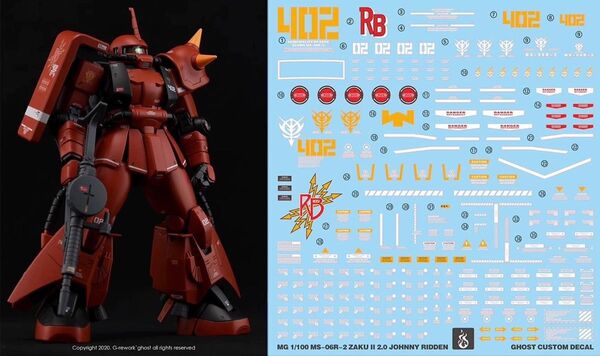 MG 1/100 ジョニー・ライデン専用ザクII Ver.2.0用水転写式デカール 他社製 ガンダム ガンプラ プラモデル