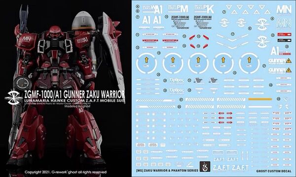 MG 1/100 ガナーザクウォーリア ルナ・マリア専用機用水転写式デカール 他社製 ガンダム ガンプラ プラモデル