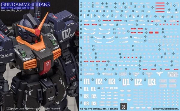 RG 1/144 RX-178 ガンダムMk-II ティターンズ用水転写式デカール 他社製 ガンダム ガンプラ プラモデル