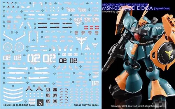 HG 1/144 MSN-03 ヤクト・ドーガ(ギュネイ・ガス専用機)用水転写式デカール 他社製 ガンダム ガンプラ プラモデル