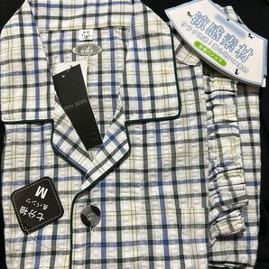 涼感素材 メンズ夏パジャマ 7分袖長パンツ新品タグ付き Mサイズ