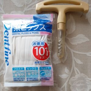 Dentfine デンタルフロス&ピック 100本入り ホワイト .ワインコルク抜き