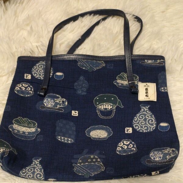 新品★未使用 藍染布 トートバッグ 手さげ 民芸品