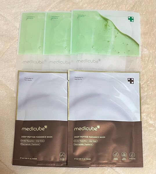 メディキューブ medicube ディープペプチドラディアンスマスク2枚・スーパーシカカーミングマスク3枚