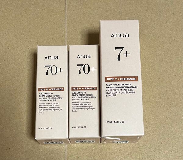 【新品】アヌア ライスセラミドバリアセラム50ml、ライスグロウミルキートナー40ml×2