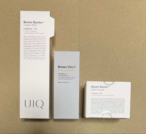 【新品】UIQ バイオームバリアクリームミスト100ml・バイオームバリアソフトクリーム60ml・ダークスポットセラム30ml