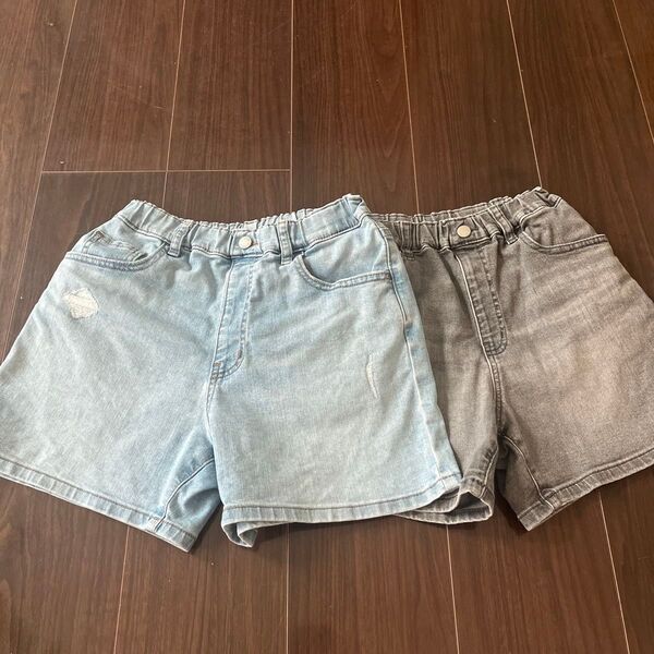 UNIQLO キッズ デニムショートパンツ 150cm 2枚セット ユニクロ 女の子