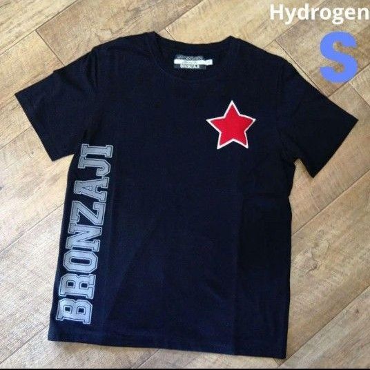 Hydrogen【S】ブラック 赤星 Tシャツ