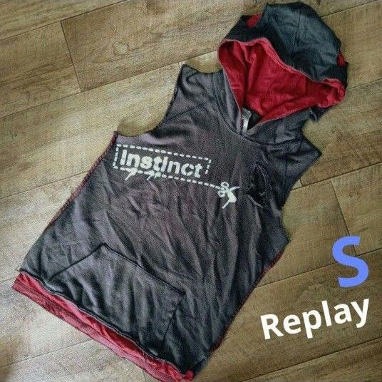 Replay【S】スウェット ノースリーブ パーカー