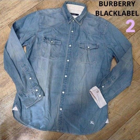 BURBERRYデニムシャツ【2】ヴィンテージ加工 ライトブルー