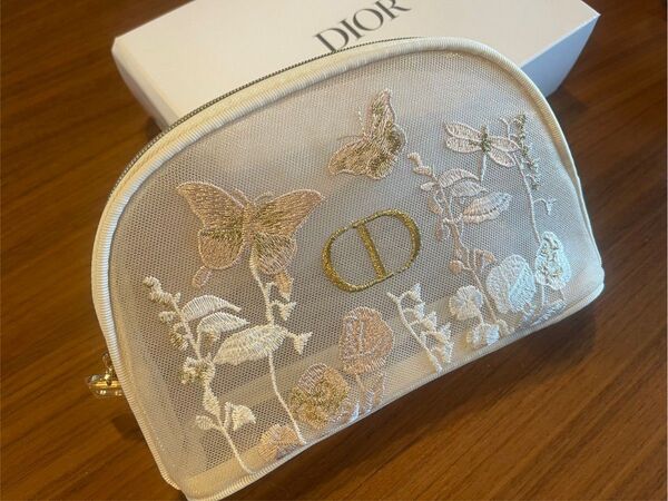dior 母の日限定 メイクポーチ ディオール ノベルティ 花柄 化粧ポーチ コフレ 蝶 バタフライ ゴールド ロゴ