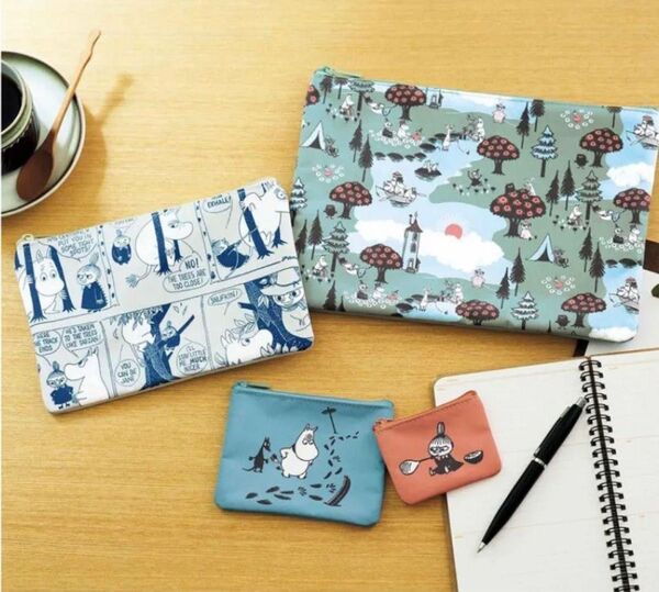 リンネル 2024年 12月号 【付録】 MOOMIN マルチに使える4種のフラットポーチセット