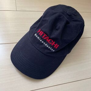HITACHI Semiconductor キャップ 帽子 紺色 ネイビー 企業ロゴ 企業 グッズ 日立 レア 希少 黒 ブラック