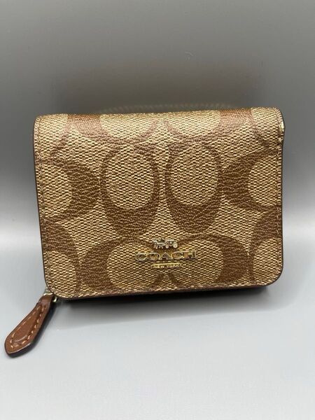 COACH コーチ ミニ財布 シグネチャー ブラウン