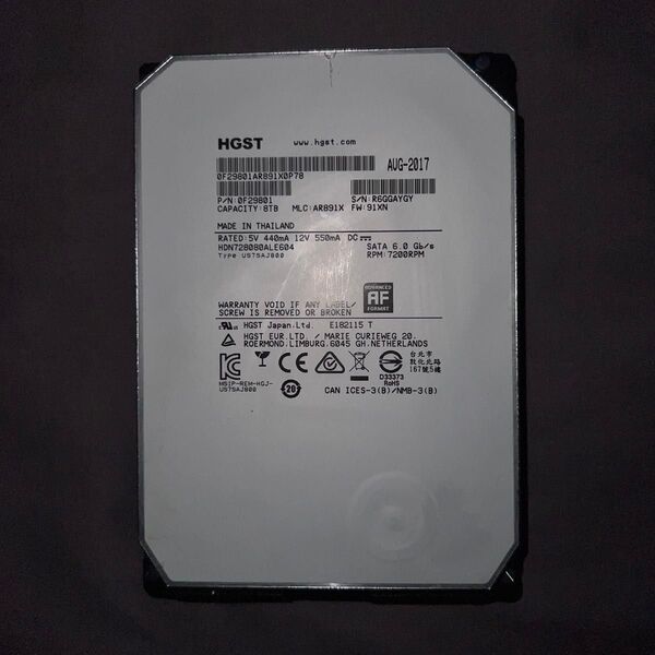 HGST ハードディスク 8TB 7200RPM