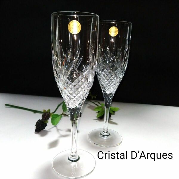 【未使用品】Cristal D’Arques クリスタルダルク シャンパンペアグラス フランス製
