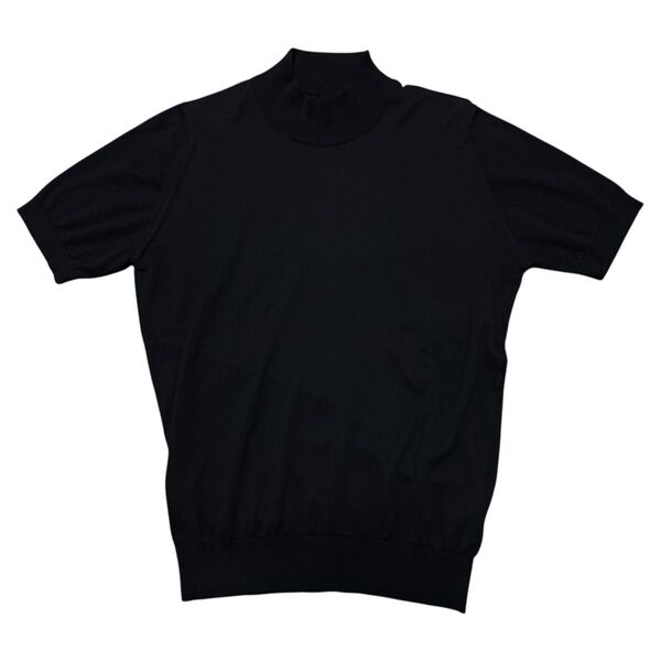 JOHN SMEDLEY ジョンスメドレー モックネックニット 半袖 シーアイランドコットン ネイビー メンズ S イギリス製