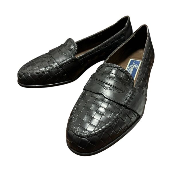 90's COLE HAAN コールハーン Bragano イタリア製 ローファー 編み込み ブラック メンズ 8 1/2