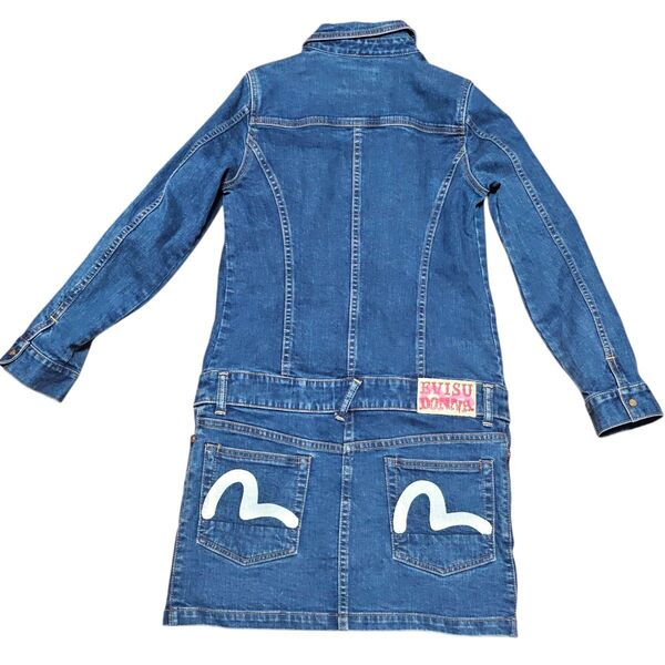 希少 EVISU エヴィス デニム つなぎ オールイワン デニム長袖 スカート かもめ レディース evisudonna