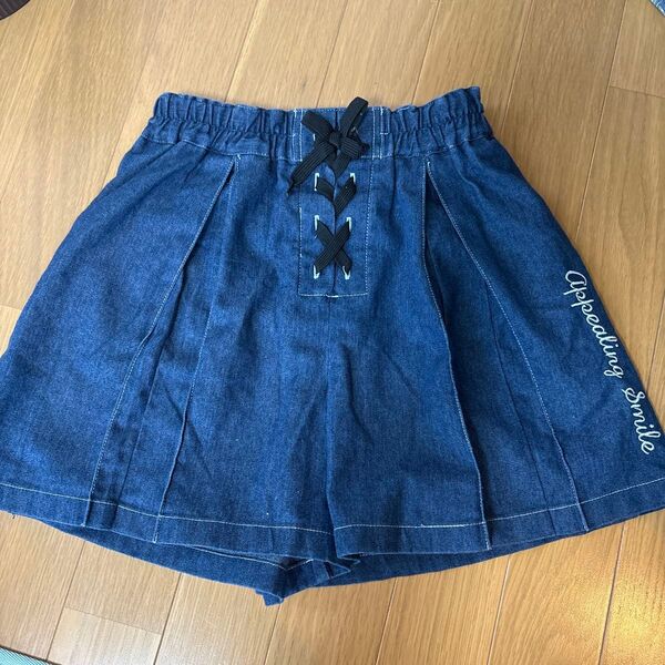 ショートパンツ キュロット 女の子 リボン デニム かわいい 140 パンツ