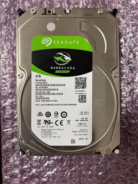 Seagate BarraCuda ST4000DM004 4TB SATA HDD S/N: WFN2869Y