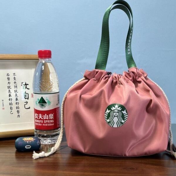 スターバックス海外限定 スタバ日本未発売 トートバック 弁当バッグ 手提げ巾着袋小物入れ スモークピンク